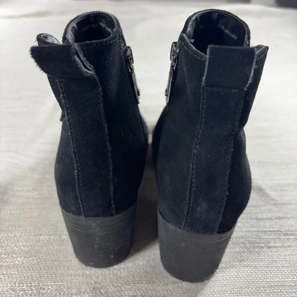 Blondo‎ Waterproof Black Suede Block Heel Ankle Boots Classic Womens Size 8.5M